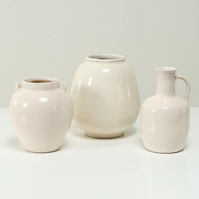 Approx 10"H Off White Ceramic Vase (5" Opening)