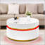 Table basse ronde blanche avec plateau en verre et lumières DEL, parfaite pour les salons modernes et élégants