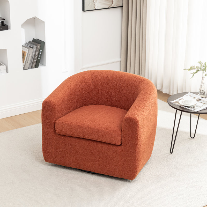 Fauteuil demi-tonneau pivotant de 33,5 po Odey, Orange moelleux