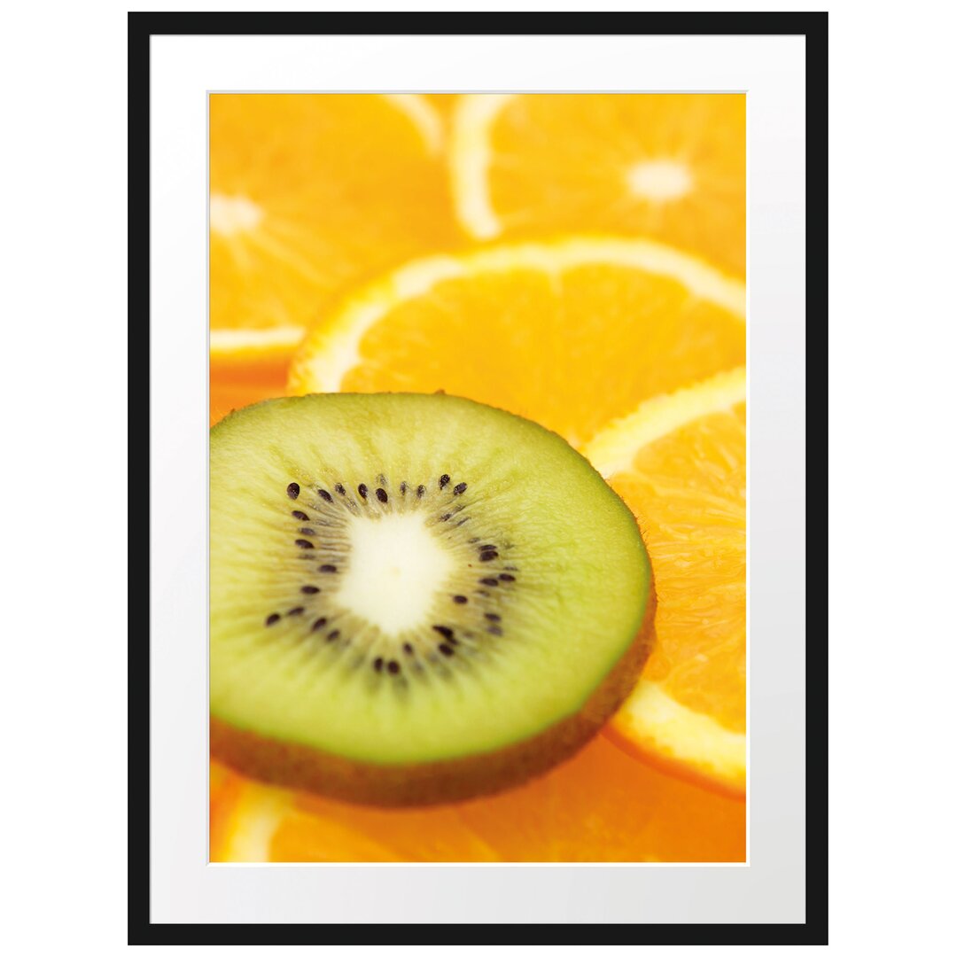 Gerahmtes Poster Kiwi und Orangenscheiben