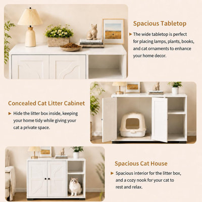 Enceinte de litière moderne pour chat, grande armoire cachée avec concentrateur électrique et entrée pour animaux de compagnie