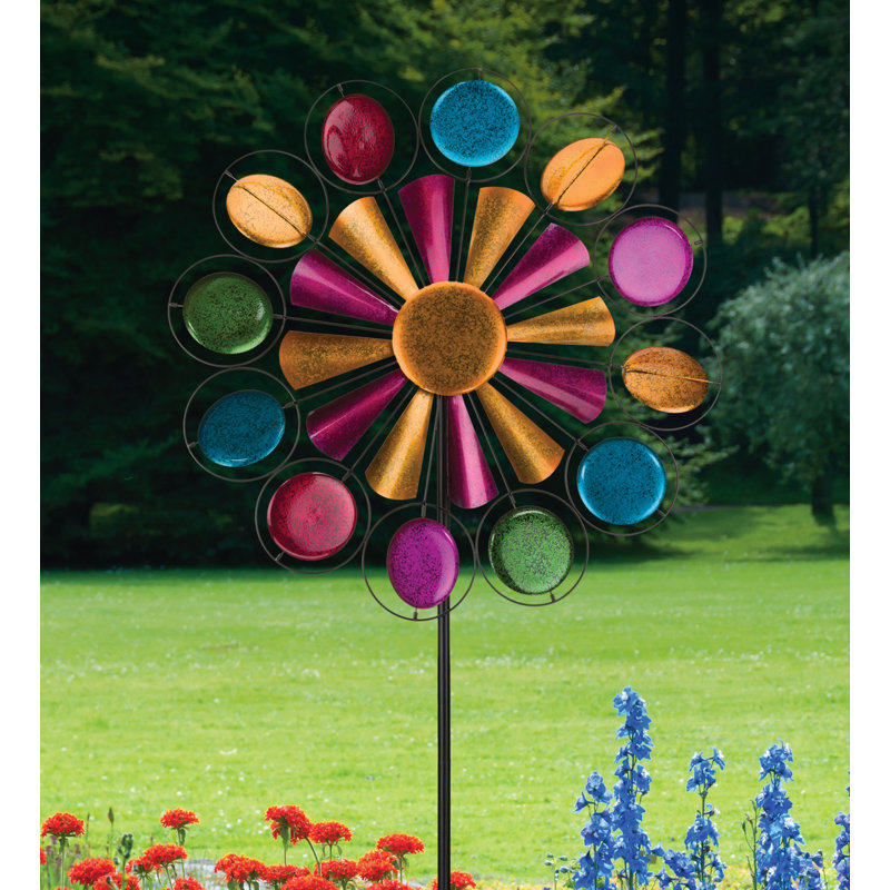 84" Multicolor Aluminum Wind Spinner with Rotating Disks