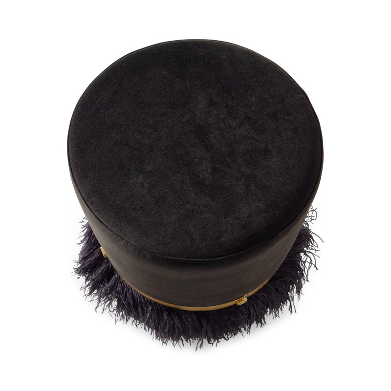 Ostrich Fluff Pouf, Black