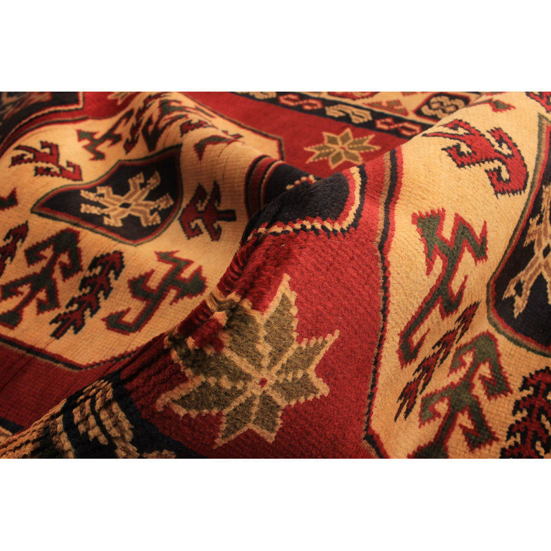 Tapis de couloir unique en laine noué à la main style Kargahi des années 2010 de 3 pi 1 po x 10 pi 4 po bourgogne / noir Vallo