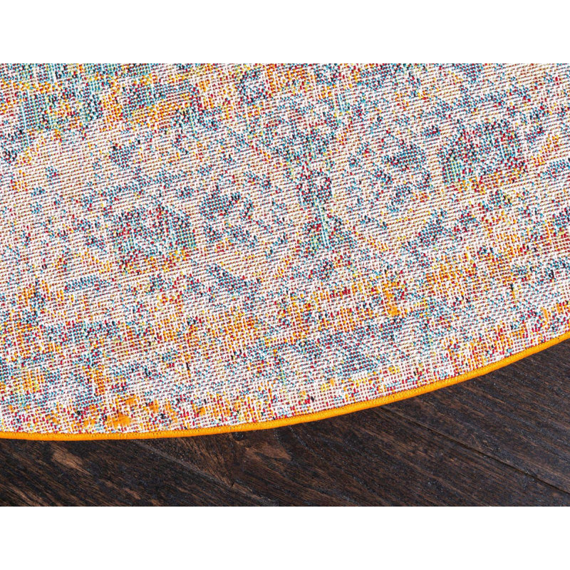 Tapis oriental multicolore Walmoor, Rond 3 pi 3 po