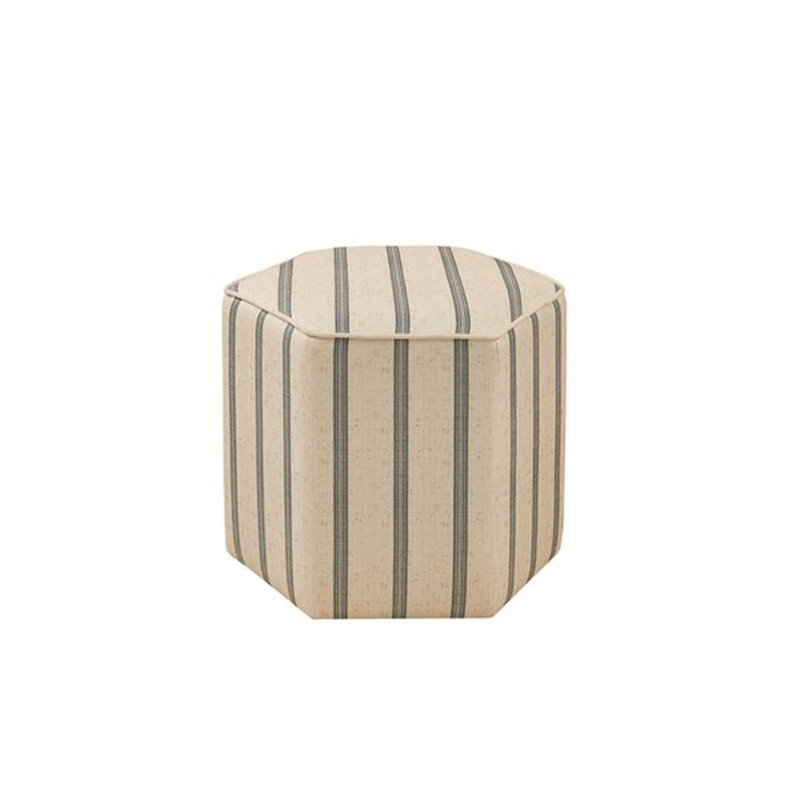 Style - Hexagonal Form Printed Stripe Upholstery Solid Wood & Plywood Frame 18" X 16" 300 Lbs Max Load Support Accent Structure 18Wx18dx16h Natural Coloring Capacity
