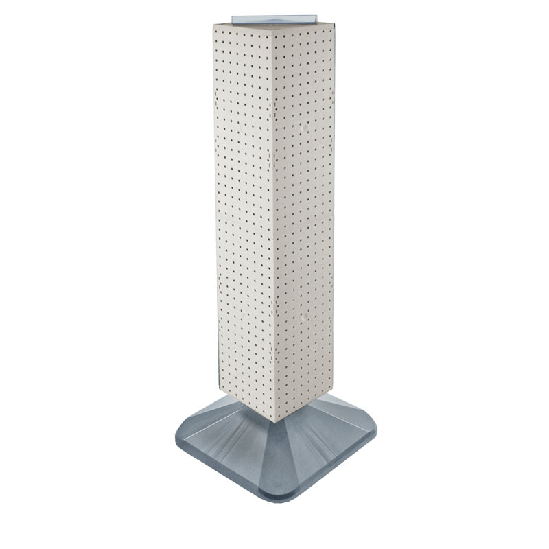 Four-Sided Pegboard Floor Display on Revolving Base. Spinner Rack Tower. Panel Size: 8"W x 40"H