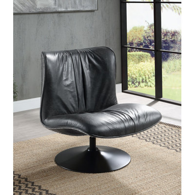 Modern Swivel Accent Chair With Premium Leather Upholstery, Combining Industrial Design And Practical Functionality For Living And Office Spaces.