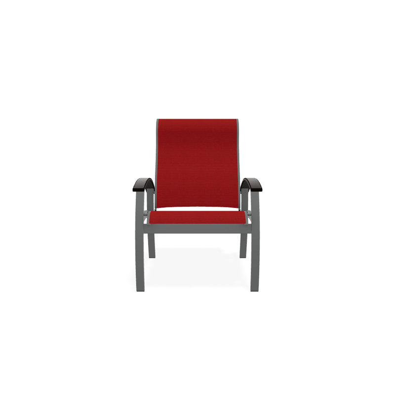 Chaise de patio Askar, Rouge 1D Sunbrella®, Noir, Graphite texturé