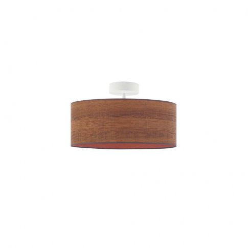 Birmadevi Fabric Semi Flush Mount, White, Dark Brown
