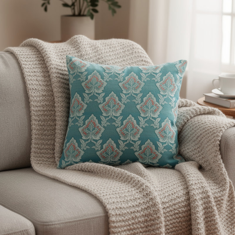 Thersa Floral Throw Pillow, 18.8"H x 18.8"W