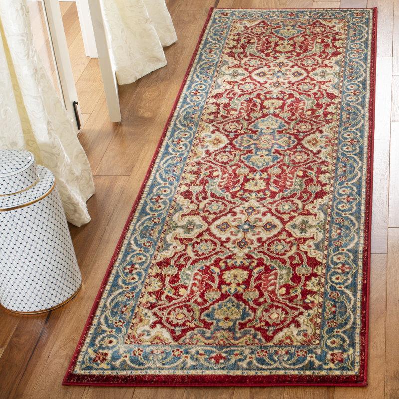 Tapis oriental performance Bisen, Tapis de couloir 2 pi 6 po x 10 pi, Taupe / Bleu