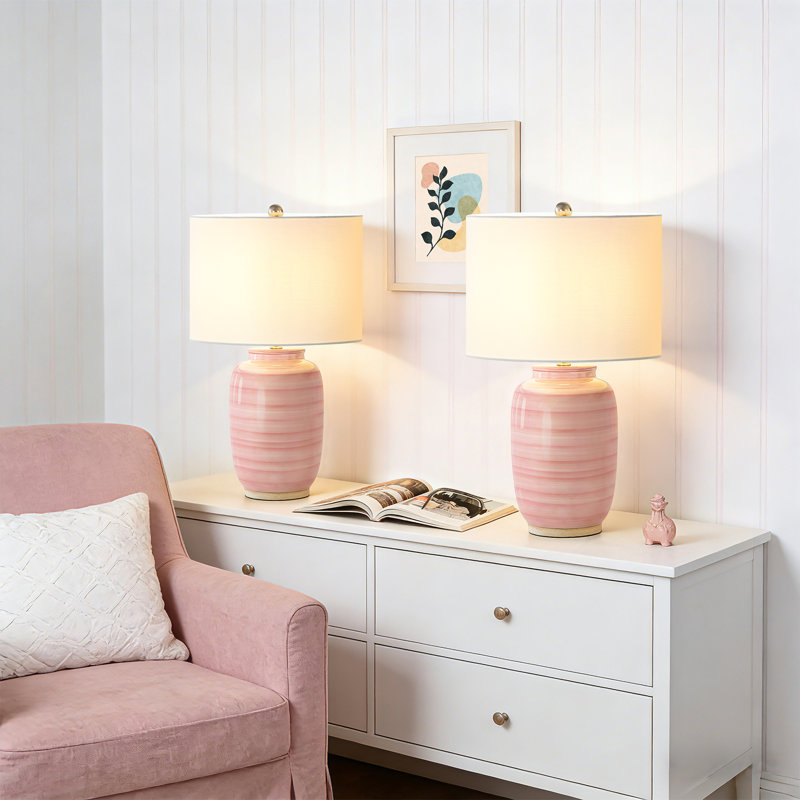Lampe de table 25 po Carmeletta, Rose