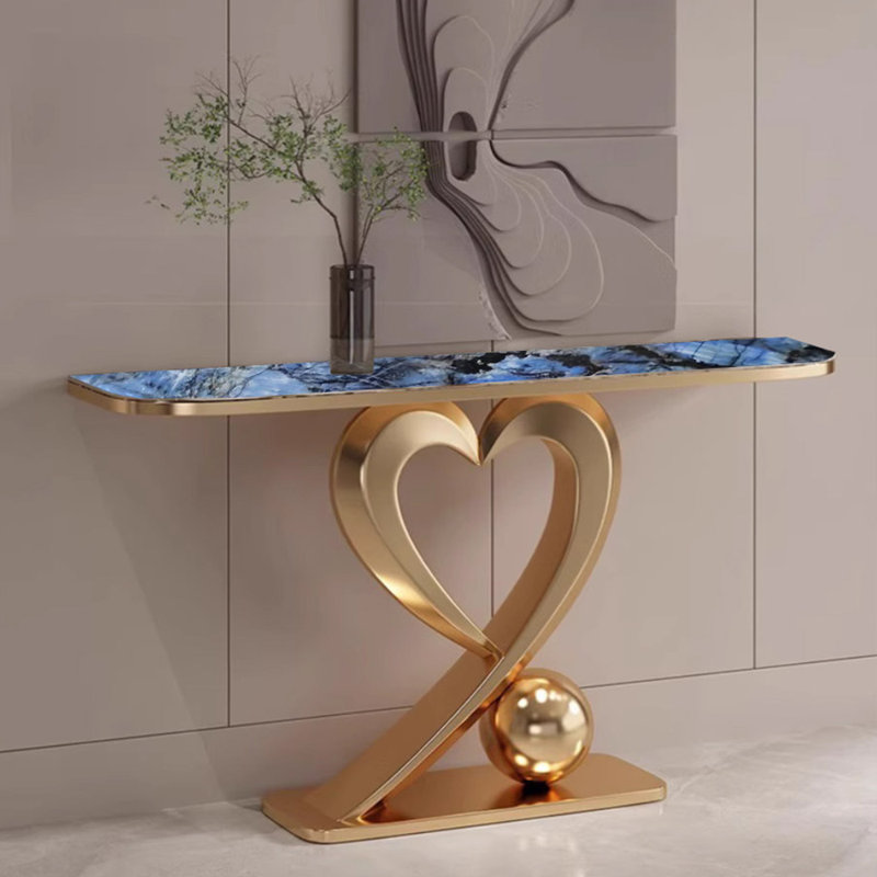 Console luxueuse de style italien, H 33,4 po x l 62,9 po x P 15,7 po, Bleu