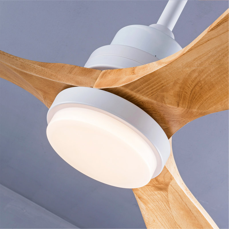 Hot sales 42 Inch Modern Ceiling Fan With 3 Color Dimmable 3 Solide Wood Blades Remote Control Reversible DC Motor With Led Light