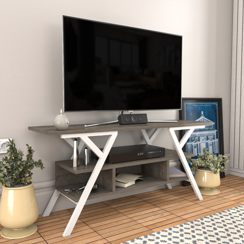 Airalyn TV Stand for TVs up to 50", White/Dark Oak