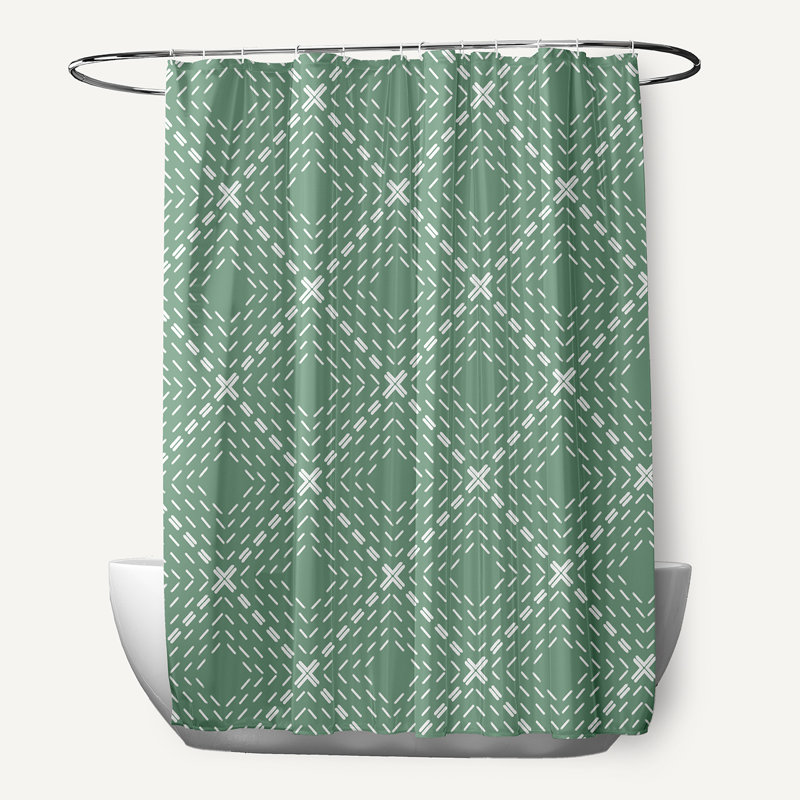 Abbie Geometric Shower Curtain, Green