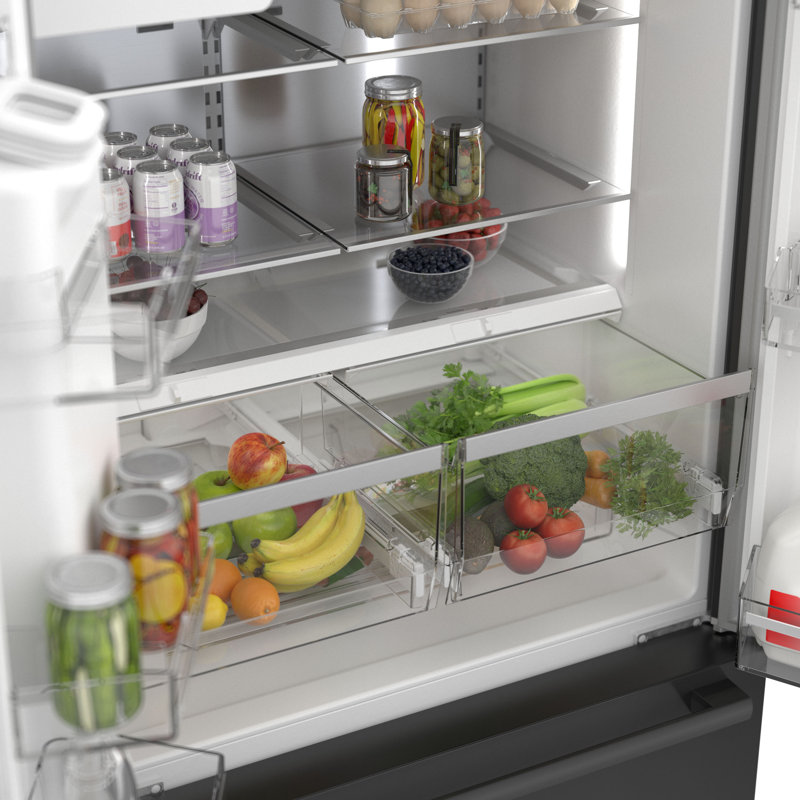 Free-Standing Fridge-Freezer, Black Stainless Steel