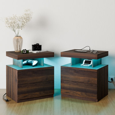 Chappa 2 - Drawer Nightstand with Wireless Charging Station & Smart LED Lights