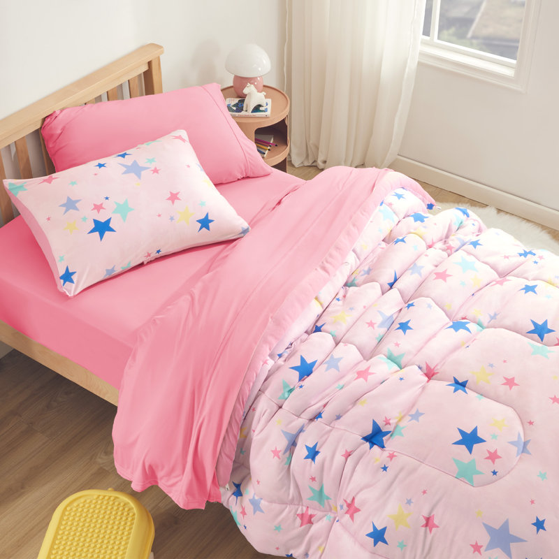 Colorful Stars Jersey Knit Comforter Set, Twin