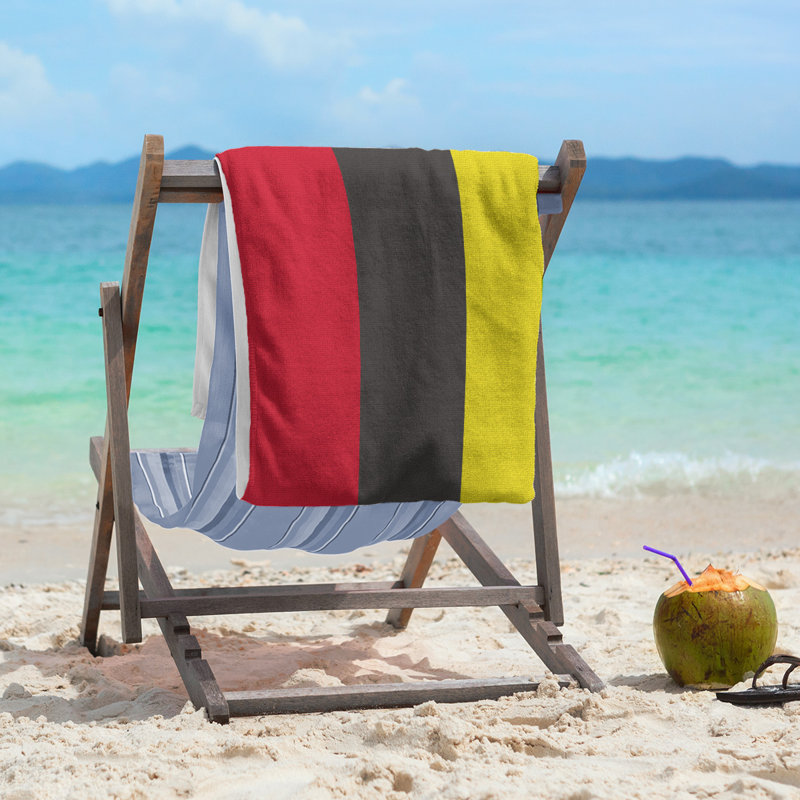 Lightweight Beach Towel, Red/Black/Yellow, Poly/Cotton