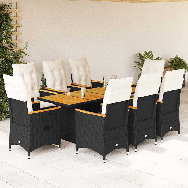  Garden Dining Set Black, Cream White