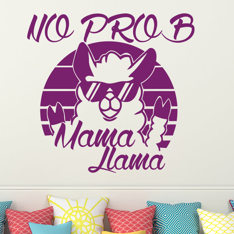 Décalcomanie murale "no prob maman llama", Violet