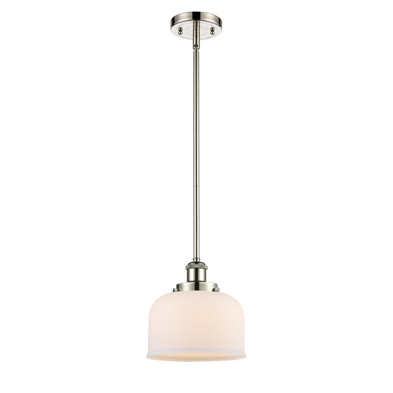Mini luminaire suspendu en forme de tige 8 po Ballston Urban Bell, Ampoule non incluse, Blanc mat, Nickel poli