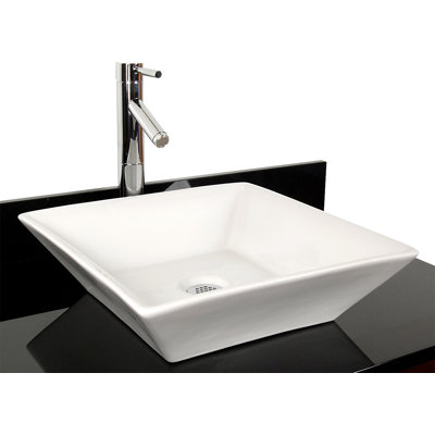 D'Vontz Vitreous China Sinks 16'' Vitreous China Square Bathroom Sink