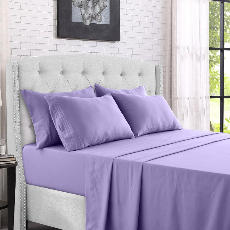 Ensemble de literie en microfibre 1800 Series, Lavande, Ensemble de draps pour très grand lit californien