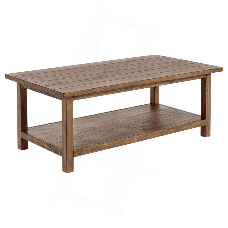 Table basse avec tablette en bois brun vieilli Castleton, Brun délavé