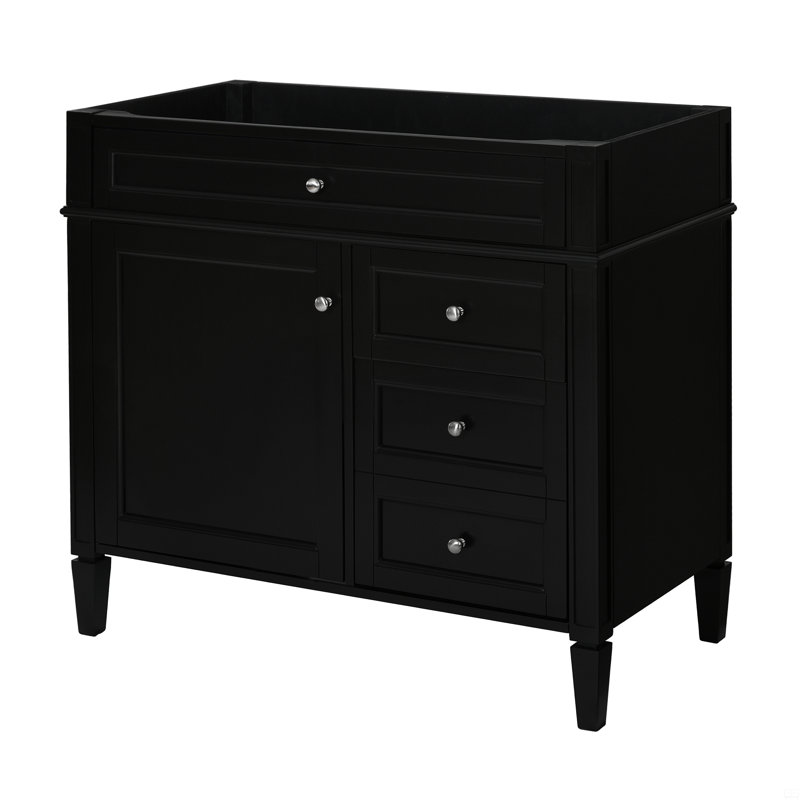 36'' Bathroom Vanity Without Top Sink, Bathroom Storage Cabinet With 2 Drawers And A Tip-Out Drawer, Solid Wood Frame (NOT INCLUDE BASIN SINK)