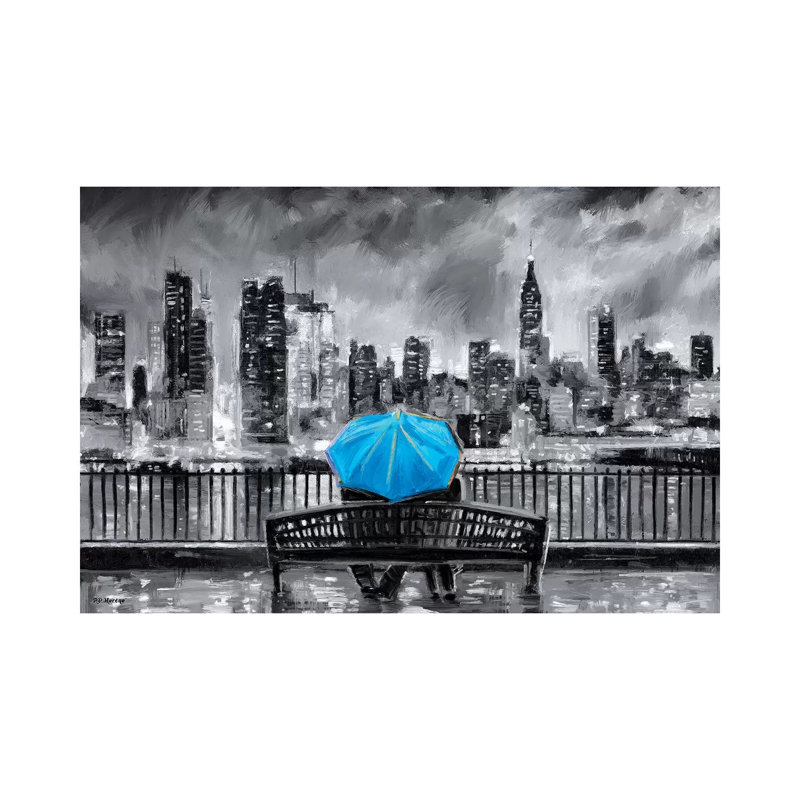 NY In Love In Blue by P.D. Moreno - Print on Canvas, Wrapped Canvas, 20.32 cm H x 30.48 cm W