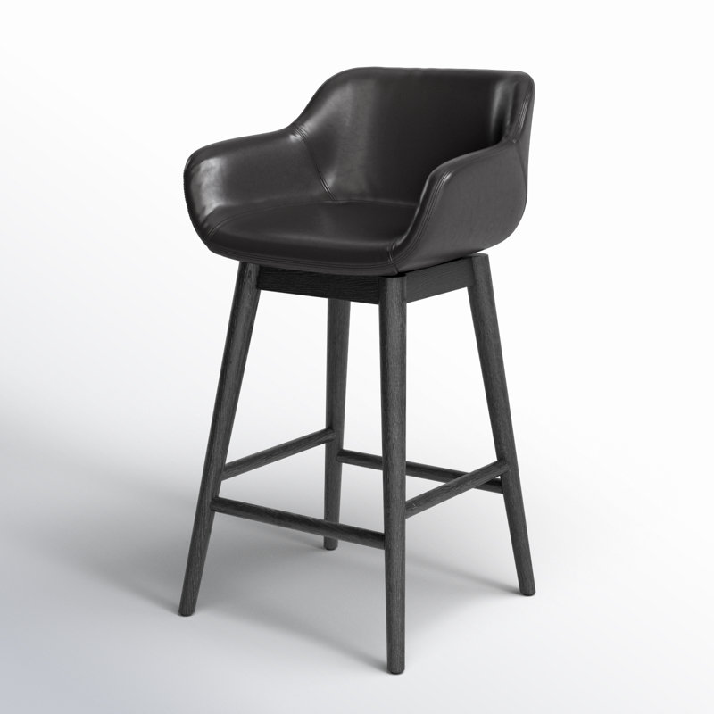 Hannah Swivel Stool, Counter Stool (26.5" Seat Height), Sonoma Black/Genuine Leather, Stained Black Ash