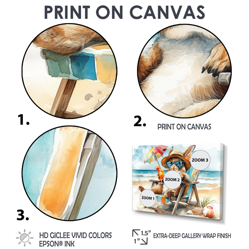 Sayler - art mural animaux côtiers, Toile encadrée flottée blanche, H 28 po x l 60 po x P 1,5 po