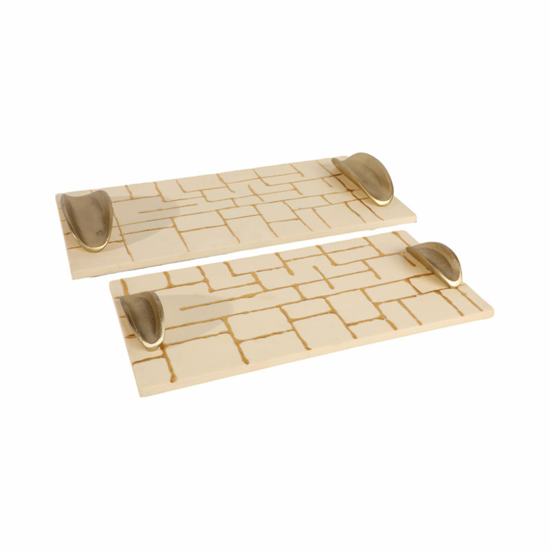 Ensemble de 2 plateaux en résine dorée 18,22 po Parizoda