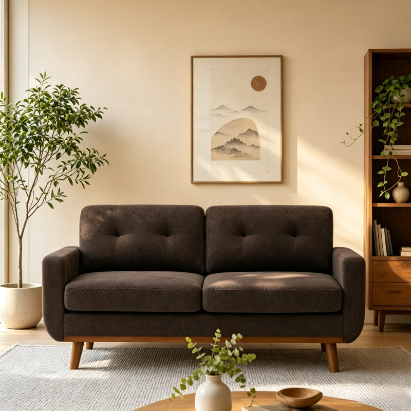 Upholstered 65 Sofa, Coffee Chenille
