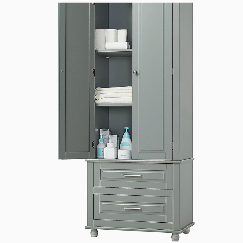 Bathroom Storage Cabinet with Two Drawers, Gray