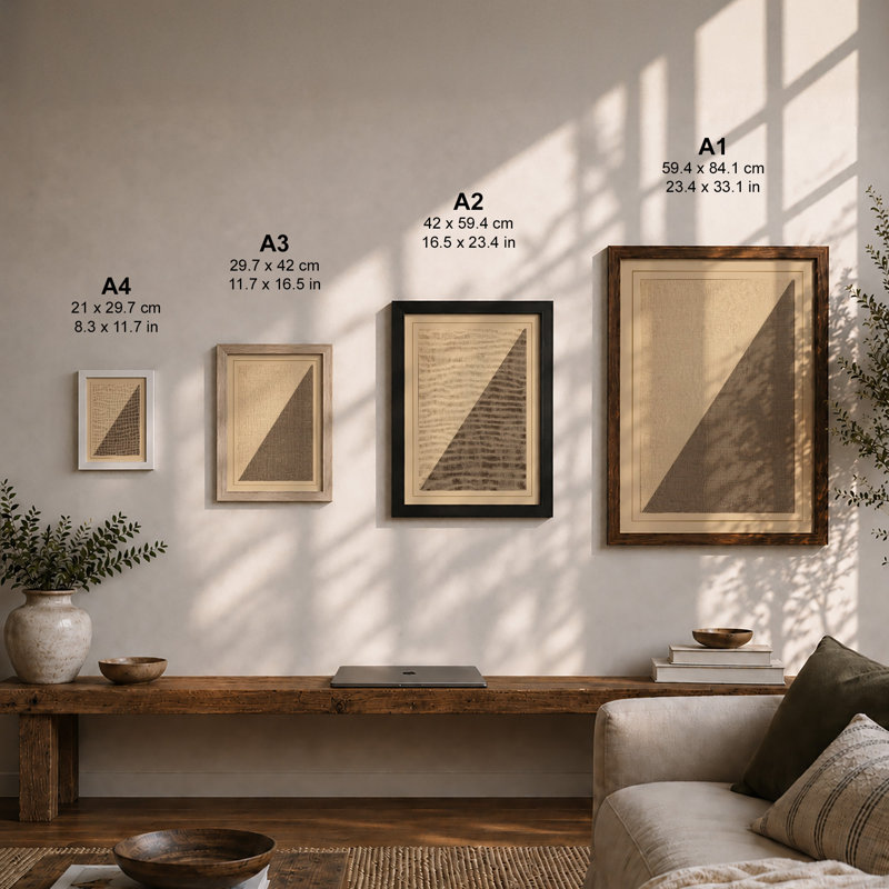 Diagonal Geometry Minimalist - Framed Print, Oak, A3 - 42.0 x 29.7 cm