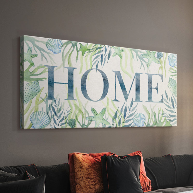 Coastal Home - Toile tendue avec châssis - Prêt à accrocher, H 16 po x l 32 po