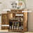 Sideboard With Solid Wood Countertop, Modern Kitchen Storage Cabinet, Coffee Bar Cabinet With 2 Drawers, Doors And Adjustable Shelf, Rustic Brown