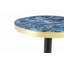 Table de bistro Mid-Century ronde, table d'appoint bleu émeraude de 23,6 po avec base en métal noir et doré, petite table de salle à manger ultra-brillante en fausse pierre UV, table basse design unique pour appartement.