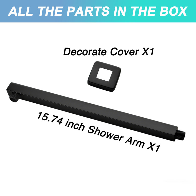 Bras de douche mural noir mat, Matte Black