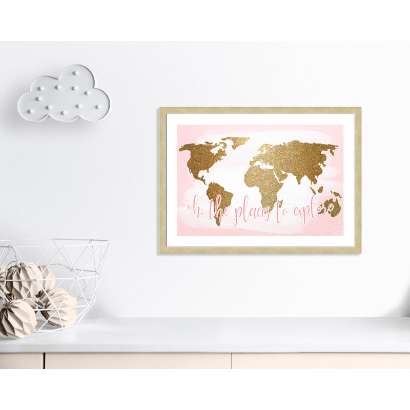 Impression sur papier Explore, H 26,5 po x l 36,5 po x P 0,63 po, Encadré plat champagne