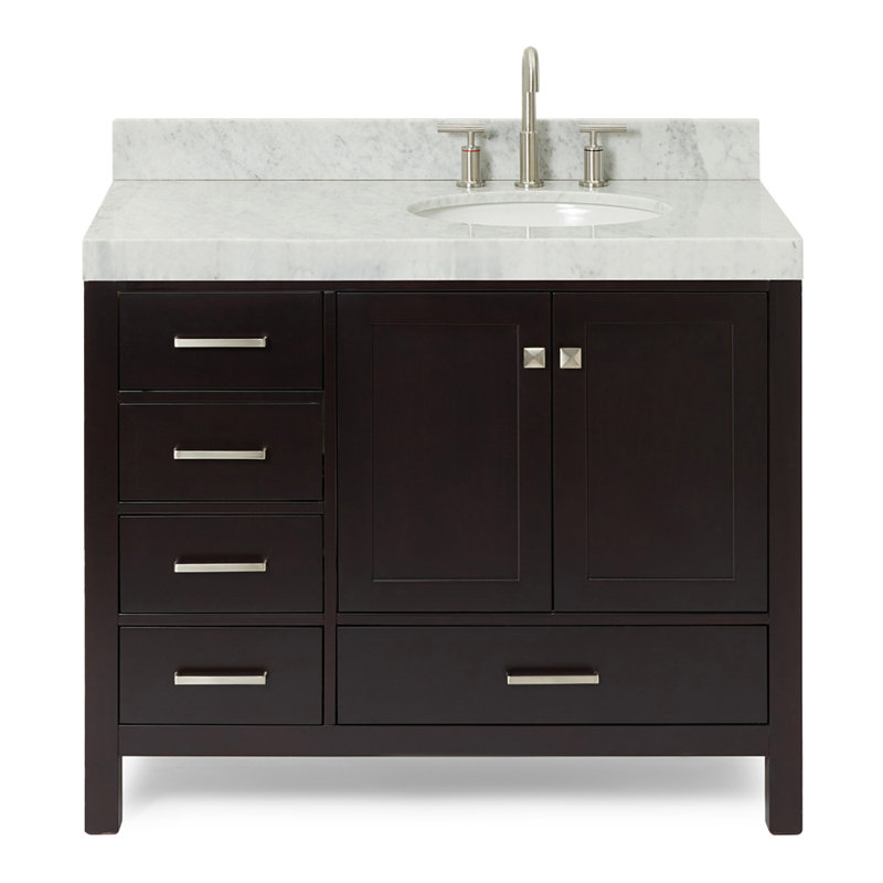 Meuble-lavabo simple 42 po Cambridge, Espresso, Nickel brossé