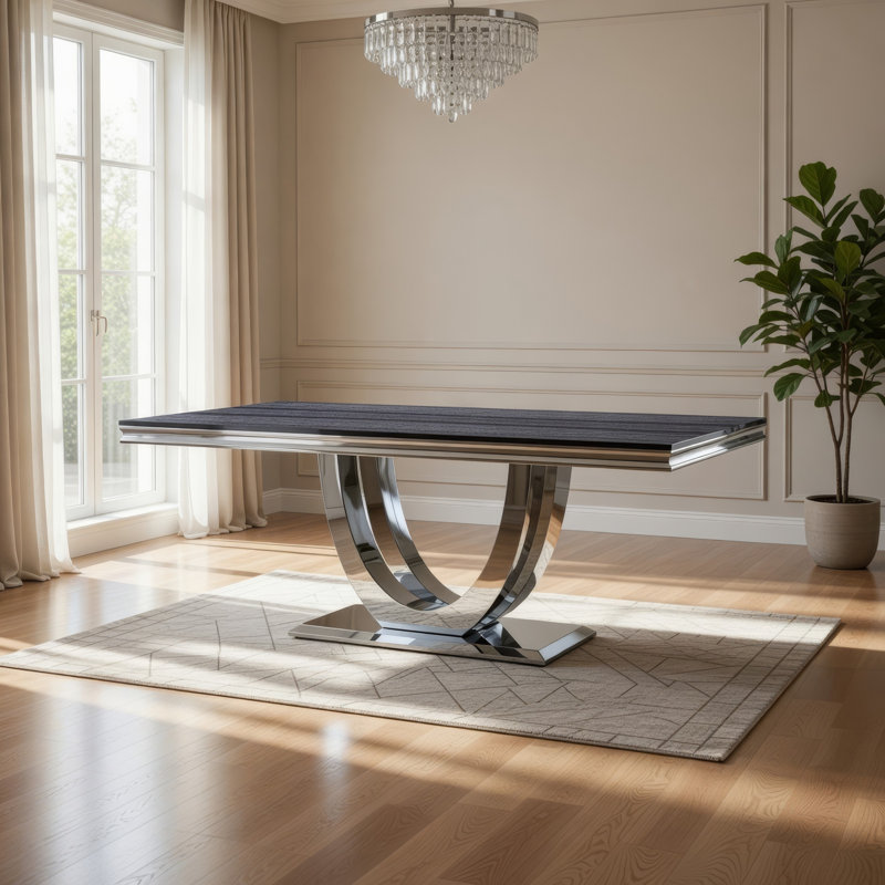 Celedonio Rectangular Marble Top Dining Table