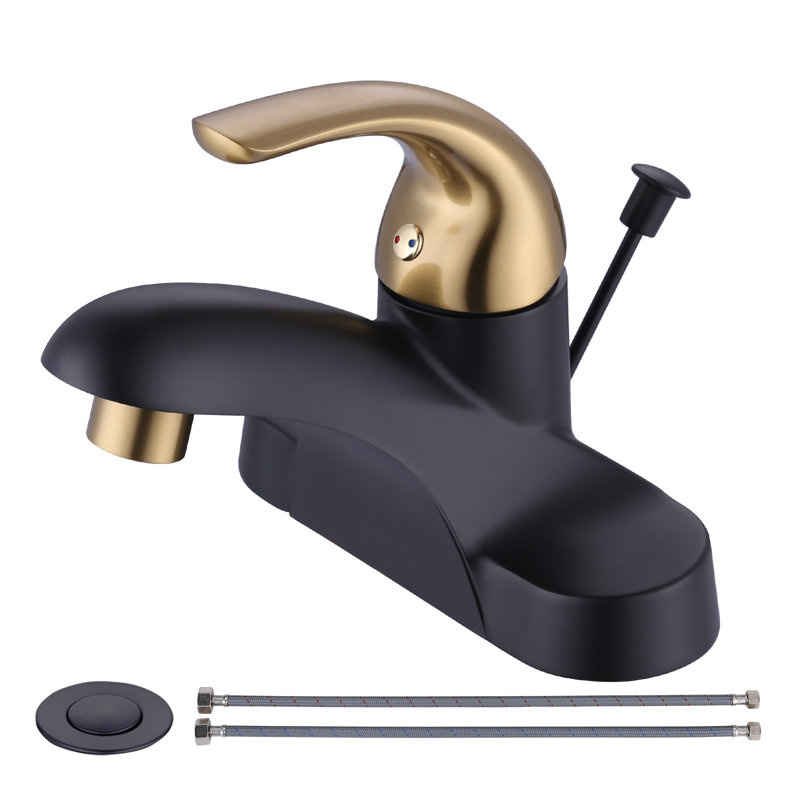 Single-handle Bathroom Faucet with Drain Assembly, Gold/Black