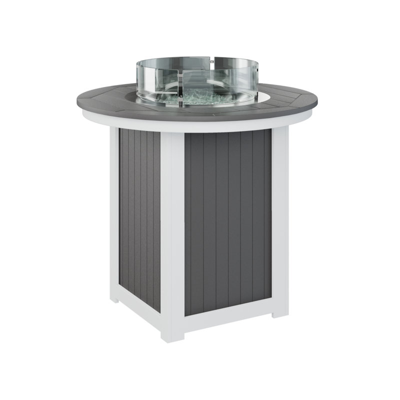 Foyer de table avec barre ronde 44 po Berlin Gardens Donoma, Gris fumée, H 38,87 po x l 44 po x P 44 po