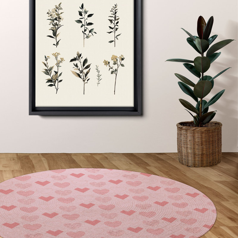 Tapis tressé romantique Heart-Packed, Rond 5 pi