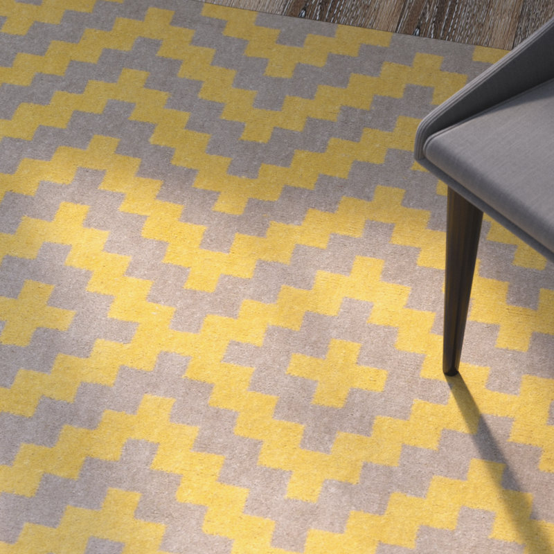 Sanyla Hand Tufted Wool Chevron Rug, Square 6'